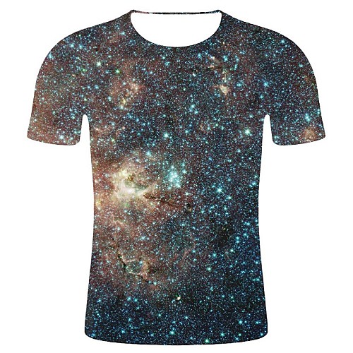 

Men's T shirt Galaxy Graphic 3D Plus Size Print Tops Cotton Black