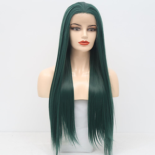 

Synthetic Lace Front Wig Straight kinky Straight with Baby Hair Lace Front Wig Medium Length Black / Dark Green Black / Green Synthetic Hair 24 inch Women's Fashionable Design Heat Resistant Women