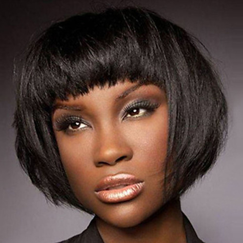 

Synthetic Wig Bangs Afro kinky Straight Free Part Wig Short Black / Gold Synthetic Hair 12 inch Women's Fashionable Design Women Synthetic Black / For Black Women