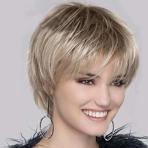 

Synthetic Wig Natural Straight Free Part Wig Blonde Short Light golden Synthetic Hair 12 inch Women's Fashionable Design Women Synthetic Blonde