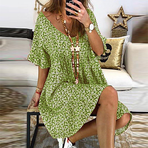 

Women's Maxi Sheath Dress - Short Sleeve Geometric Spring & Summer V Neck Basic 2020 Blue Purple Red Yellow Green S M L XL XXL XXXL