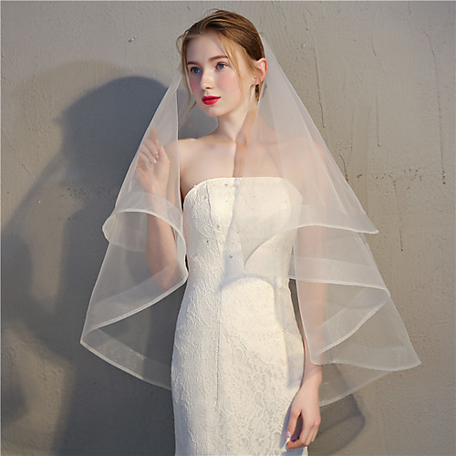 

Two-tier Vintage / Classic & Timeless Wedding Veil Fingertip Veils with Solid 35.43 in (90cm) Tulle / Oval