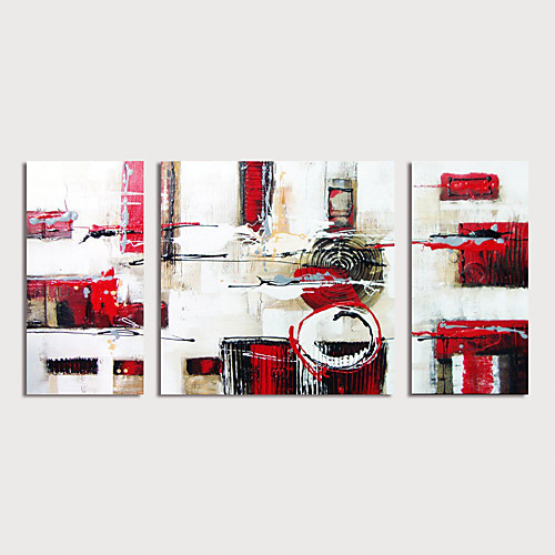 

Oil Painting Hand Painted Square Abstract Modern Stretched Canvas / Three Panels