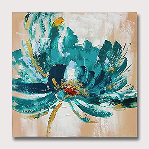 

Oil Painting Hand Painted Square Abstract Floral / Botanical Classic Modern Rolled Canvas (No Frame)