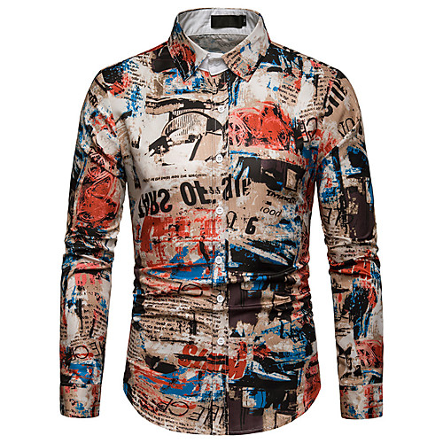

Men's Rainbow Graphic Print Shirt - Cotton Classic Collar Rainbow