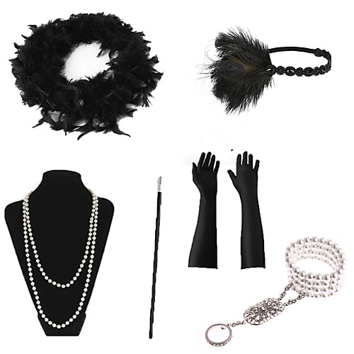 

Necklace Earrings Costume Accessory Sets Gloves Necklace Retro Vintage 1920s The Great Gatsby Artificial feather For The Great Gatsby Cosplay Halloween Carnival Women's Costume Jewelry Fashion Jewelry