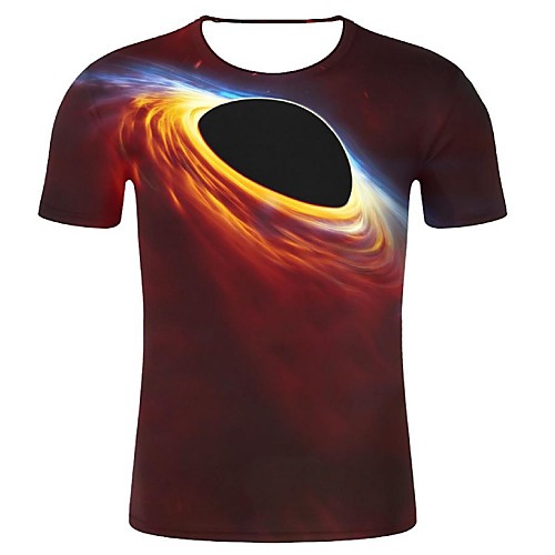 

Men's Plus Size Galaxy 3D Print T-shirt Round Neck Wine
