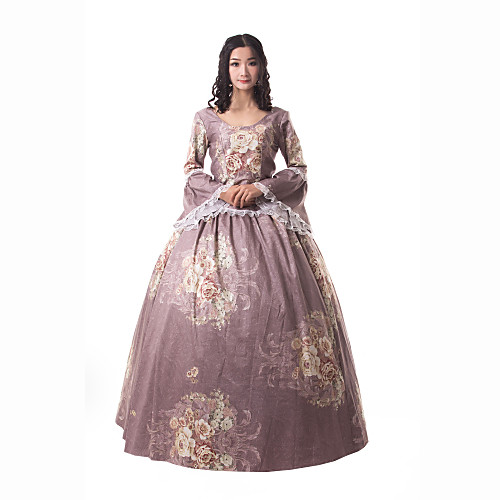 

Princess Maria Antonietta Floral Style Rococo Victorian Renaissance Vacation Dress Dress Party Costume Masquerade Prom Dress Women's Costume Gray Vintage Cosplay Christmas Halloween Party / Evening