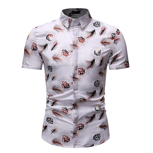 

Men's Shirt Graphic Floral Print Short Sleeve Athleisure Tops Basic Streetwear Rainbow