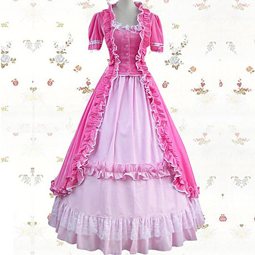 

Maria Antonietta Princess Lolita Vintage Rococo Dress Cosplay Costume Prom Dress Female Japanese Cosplay Costumes Black / Blue / Pink Patchwork Short Sleeve Maxi Long Length