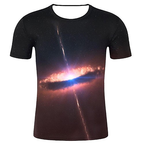 

Men's Plus Size Galaxy 3D Print T-shirt Round Neck Black
