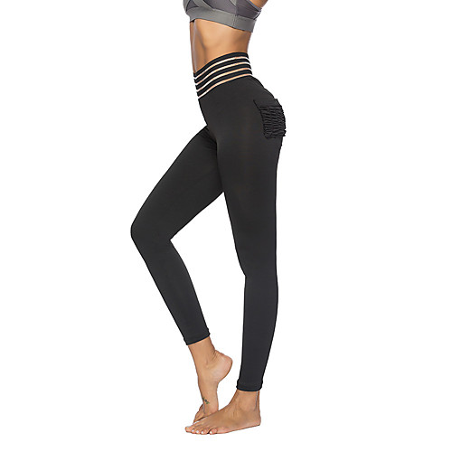 

Women's High Waist Yoga Pants Cropped Leggings Butt Lift Moisture Wicking Black Gym Workout Running Fitness Sports Activewear High Elasticity Skinny