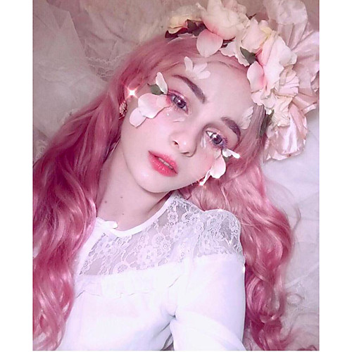 

Synthetic Wig Body Wave Free Part Wig Long PinkRed Synthetic Hair 24inch Women's Cosplay Soft Dancing Ombre / Heat Resistant