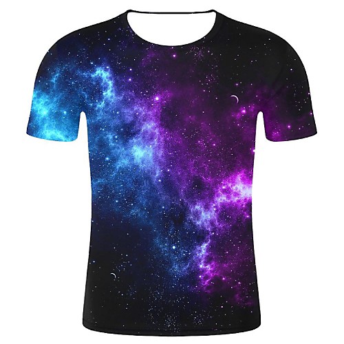 

Men's Plus Size Galaxy 3D Print T-shirt 3D Print Galaxy Round Neck Black