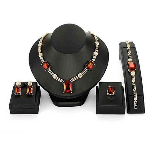

Women's Synthetic Ruby Bridal Jewelry Sets Classic Joy Stylish Earrings Jewelry Gold For Wedding Party 1 set