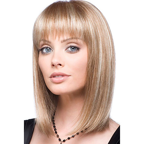 

Human Hair Blend Wig Medium Length kinky Straight Natural Straight Bob Blonde Fashionable Design Adjustable Lovely Capless Women's All Natural Black Medium Auburn / Bleach Blonde 14 inch