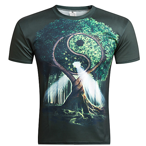 

Men's 3D T-shirt Basic Daily Round Neck Green / Short Sleeve