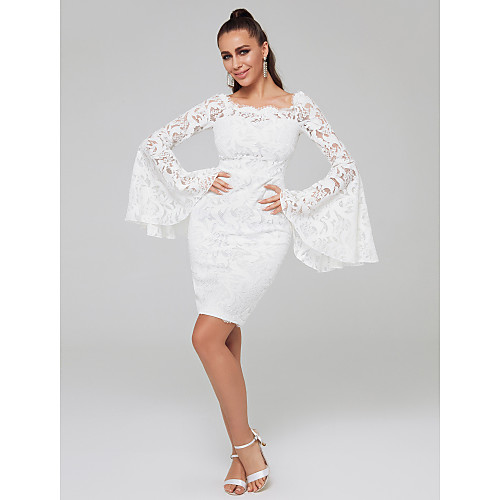 

Sheath / Column Sexy Cocktail Party Dress Off Shoulder Long Sleeve Short / Mini Lace with Lace Insert 2020