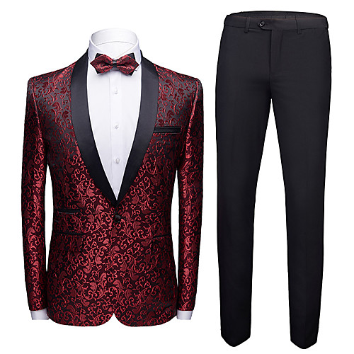 

Tuxedos Tailored Fit Shawl Collar Single Breasted One-button Polyester Jacquard