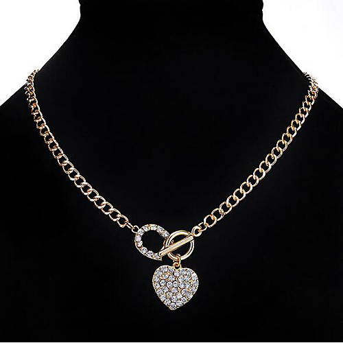 

Women's Pendant Necklace Y Necklace Classic Heart Classic Basic Fashion Zircon Chrome Gold 49 cm Necklace Jewelry 1pc For Daily Work