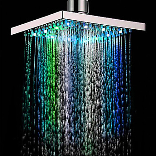 

Square Multicolor Bathroom 1/3/7 Colors Automatic Changing Slowly Water Glow LED Light Rain Top Shower Head Electroplated and Ceiling Mounted