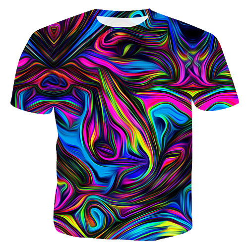 

Men's Geometric 3D Print T-shirt Rainbow