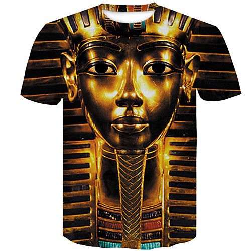 

Men's Plus Size Graphic T-shirt Round Neck Gold