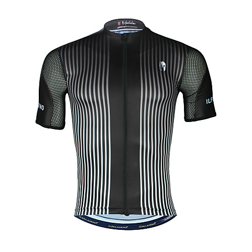 

ILPALADINO Men's Short Sleeve Cycling Jersey Elastane Black Stripes Bike Top Mountain Bike MTB Road Bike Cycling UV Resistant Breathable Quick Dry Sports Clothing Apparel / Moisture Wicking