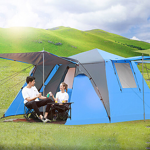 

Shamocamel 4 person Cabin Tent Automatic Tent Family Tent Outdoor Windproof Sunscreen Breathable Double Layered Automatic Instant Cabin Camping Tent 2000-3000 mm for Fishing Hiking Beach Polyester