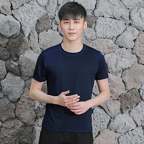 

Wolfcavalry Men's Solid Color Hiking Tee shirt Short Sleeve Outdoor Breathable Quick Dry Stretchy Comfortable Tee Tshirt Top Spring Summer Polyester Crew Neck Hunting Fishing Climbing Dark Grey