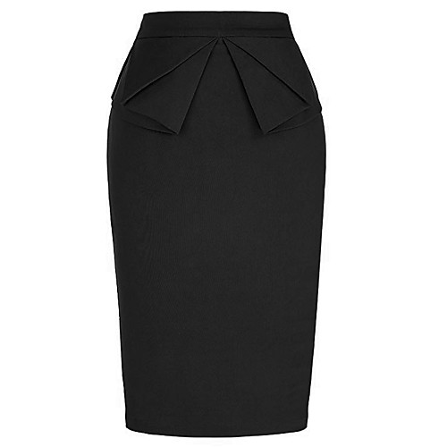 

Women's Basic Pencil / Bodycon Skirts - Solid Colored Layered / Split / Patchwork Black Navy Blue S M L
