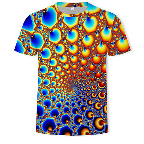 

Men's Geometric 3D Print T-shirt Round Neck Rainbow