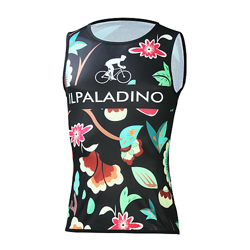 

ILPALADINO Men's Sleeveless Cycling Jersey Elastane Black Floral Botanical Bike Jersey Top Road Bike Cycling UV Resistant Quick Dry Moisture Wicking Sports Clothing Apparel