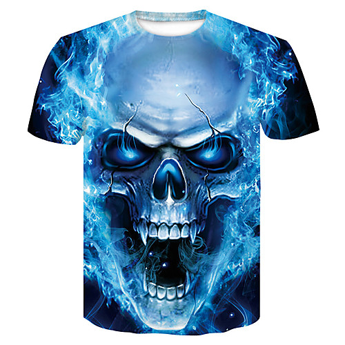 

Men's 3D Cartoon Print T-shirt Blue