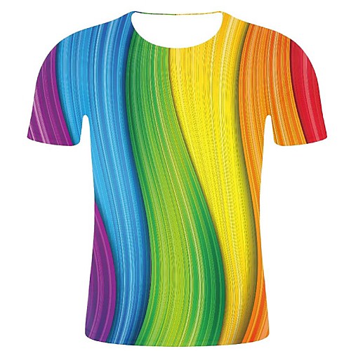 

Love wins Men's Plus Size 3D Rainbow Print T-shirt - Cotton Round Neck Rainbow