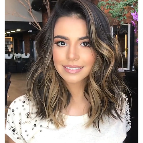 

Synthetic Wig Deep Wave Middle Part Wig Long Black / Gold Synthetic Hair 22 inch Women's Women Dark Brown