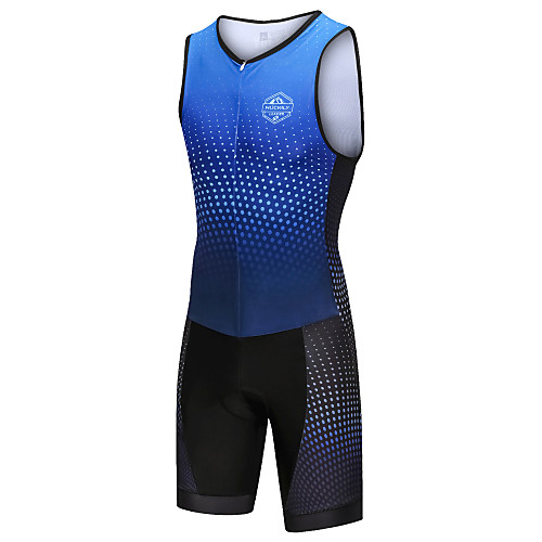 

Nuckily Men's Sleeveless Triathlon Tri Suit Blue Gradient Bike Windproof Breathable Quick Dry Sports Spandex Geometric Mountain Bike MTB Road Bike Cycling Clothing Apparel / Micro-elastic