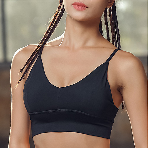 

Women's Sports Bra Top Sports Bra Bra Top Open Back Yoga Running Fitness Breathable Quick Dry Sweat-wicking Padded Light Support Black Dark Grey Solid Colored