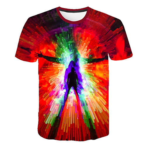 

Men's T shirt Color Block 3D Cartoon Plus Size Print Tops Red
