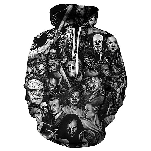 

Men's Plus Size Hoodie 3D / Skull / Portrait Hooded Casual / Basic Black S M L XL XXL XXXL XXXXL XXXXXL