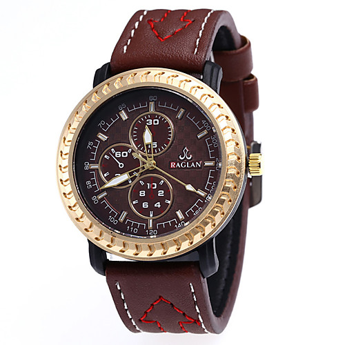 

Men's Sport Watch Quartz Leather Black / Blue / Orange 30 m Chronograph Cute Creative Analog Classic Vintage - Brown Orange red Blue Two Years Battery Life