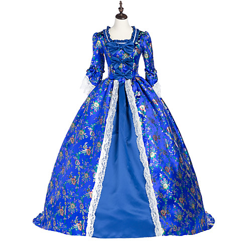 

Princess Maria Antonietta Floral Style Rococo Victorian Renaissance Vacation Dress Dress Party Costume Masquerade Prom Dress Women's Costume Blue Vintage Cosplay Christmas Halloween Party / Evening