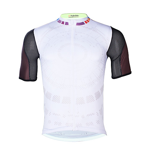 

ILPALADINO Men's Short Sleeve Cycling Jersey Elastane White Patchwork Bike Top Mountain Bike MTB Road Bike Cycling UV Resistant Breathable Quick Dry Sports Clothing Apparel / Moisture Wicking