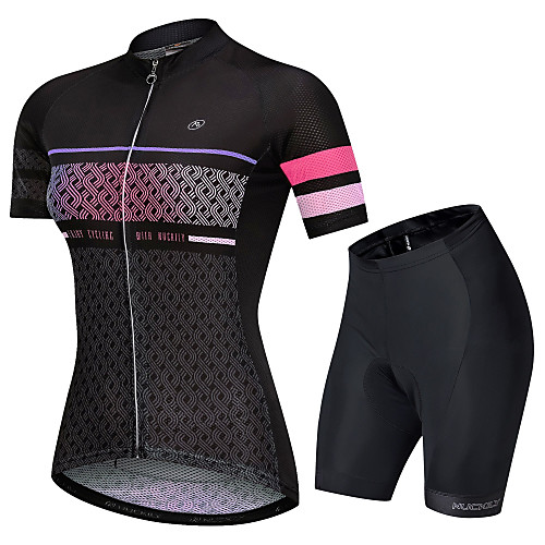 

Nuckily Women's Short Sleeve Cycling Jersey with Shorts Black Stripes Gradient Bike Clothing Suit Breathable Sports Polyester Spandex Stripes Mountain Bike MTB Road Bike Cycling Clothing Apparel