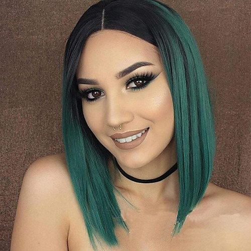 

Cosplay Costume Wig Synthetic Wig Natural Straight Bob Wig Medium Length Green Synthetic Hair 14 inch Women's Fashionable Design Party Women Green