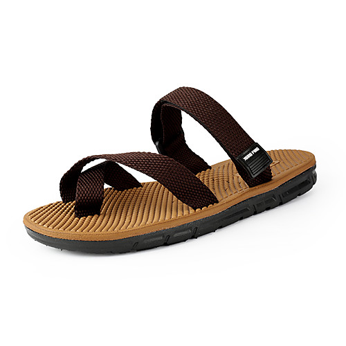 

Men's Spring / Summer Casual / Beach Daily Home Slippers & Flip-Flops Elastic Fabric Breathable Non-slipping Wear Proof Black / Brown