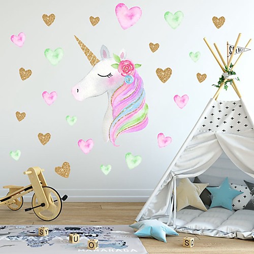 

Creative Children'S Self-Adhesive Cartoon Unicorn With Pvc Decorative Wall Stickers - Animal Wall Stickers Animals Kids Room / Nursery 6036cm