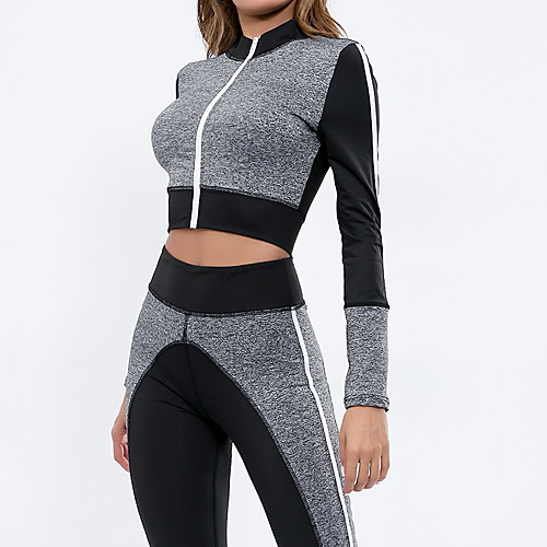 

Women's 2-Piece Workout Set Activewear Set Yoga Suit 2pcs Running Fitness UV Resistant Quick Dry Soft Sportswear Clothing Suit Long Sleeve Activewear Stretchy Loose / Sweat-wicking