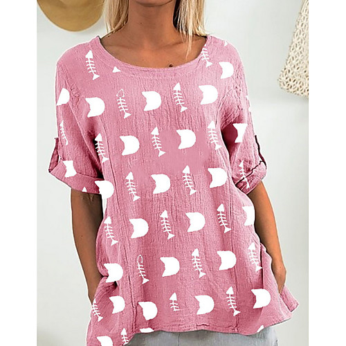 

Women's Geometric T-shirt Daily Black / Blushing Pink / Khaki / Navy Blue / Gray