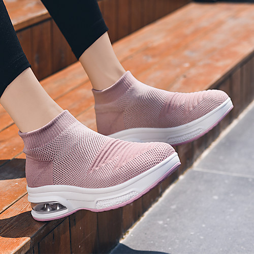 

Women's Trainers / Athletic Shoes Spring & Summer Wedge Heel Round Toe Sporty Casual Athletic Daily Knit Walking Shoes White / Black / Purple